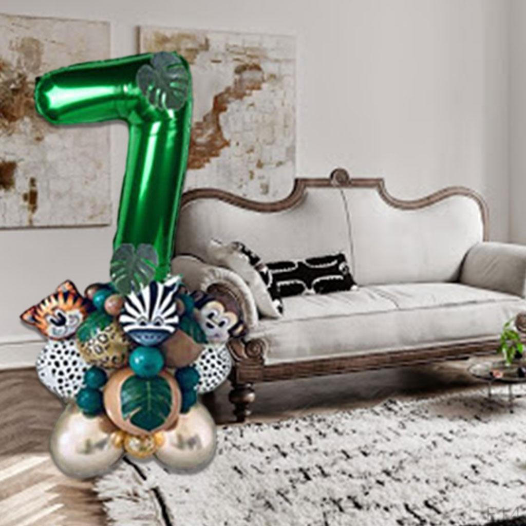 28 Pieces Jungle Animal Balloons Leaves Decor Theme Cute Green Aluminum Latex Balloon for