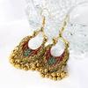 Bohemian Women Flower Bells Tassel Enamel Hook Earrings Party Banquet Jewelry