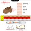 Aphixta Suede Upper Fringe Dec Women Ankle Boots 10cm High Heels Platform Woman Shoes Chunky Heel Lace Up Ladies Shoes