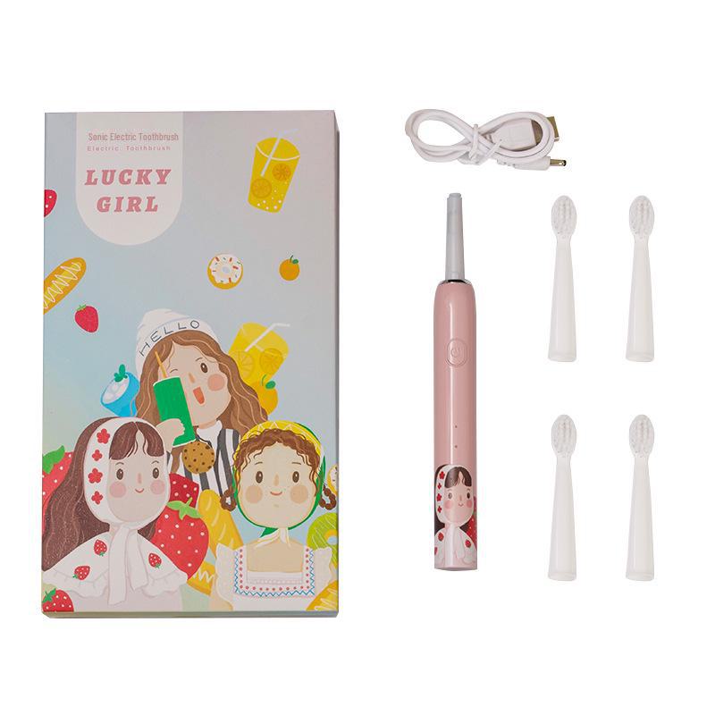 Xiaohongshu Girls Series: Optional Pattern Sonic USB Rechargeable Adult Electric Toothbrush