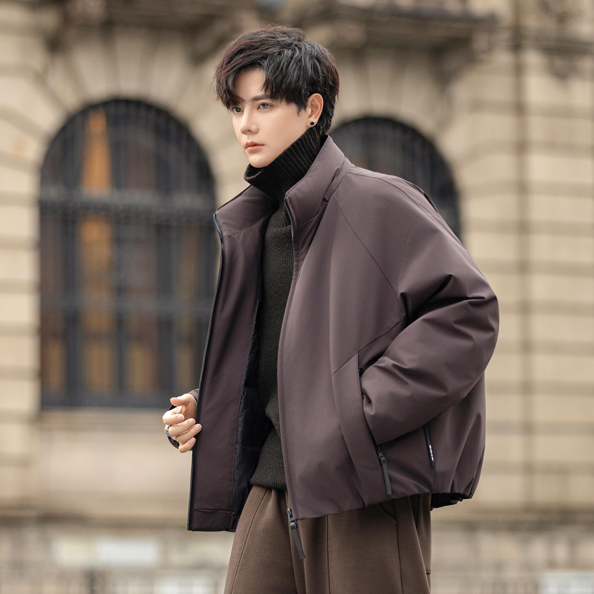 

Trendy Brand 2025 Men s Stand Collar Down Jacket - High-End, Warm, Thickened White Duck Down Coat XXL кавовий