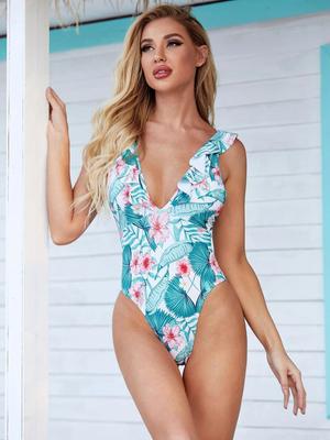 Einteiliger Badeanzug, mehrfarbig, Flamingo-Print, Flash-Badeanzug, Badeanzug, Bikini, Strandmode