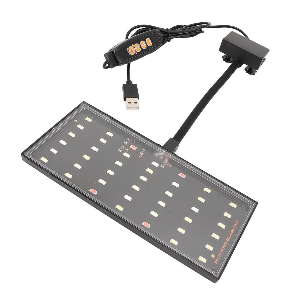 Clip On Aquarium Light USB Powered LED Dimmable 10 Speed Brightness Timing Control Fish Tank Clamp Light for Home Indoor