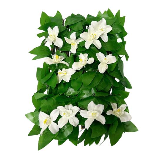 Expandable Artificial Flower Privacy Fence UV Resistant Fake Floral Ivy Screen Wall Panels Indoor Outdoor Garden Faux Greenery Backdrop Decoration