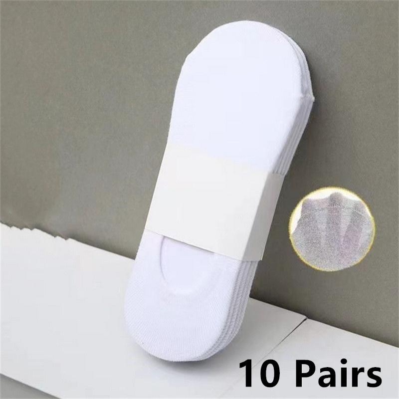 10 Paar Rutschfeste Silikon Unsichtbare Knöchelsocken Baumwolle Sommer Bootssocken für Männer und Frauen Männliche Unsichtbare Baumwollsocken Slipper