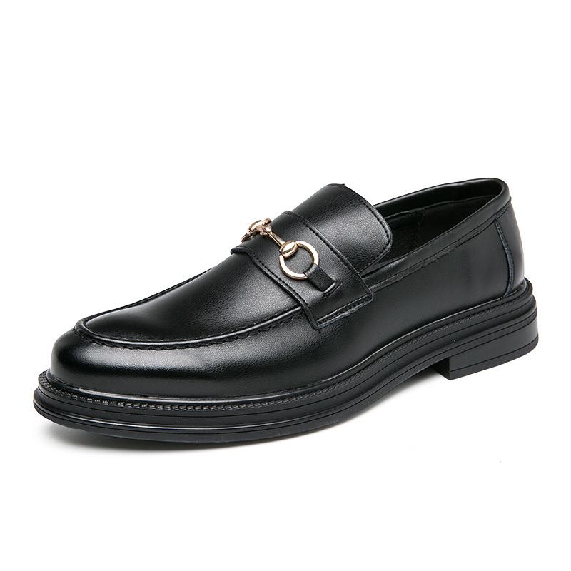 Men s British Style Leather Cross-Strap Thick-Soled Dress Shoes Size 41 чёрный