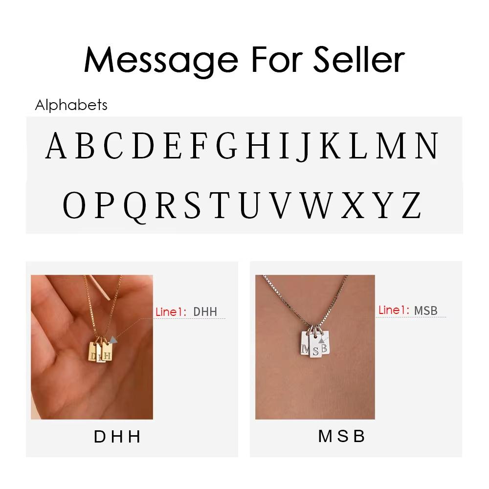 EManco Minimalist Letter Initial Jewelry Women Stainless Steel Custom Name Rectangle Engraved Alphabet Pendant Necklace