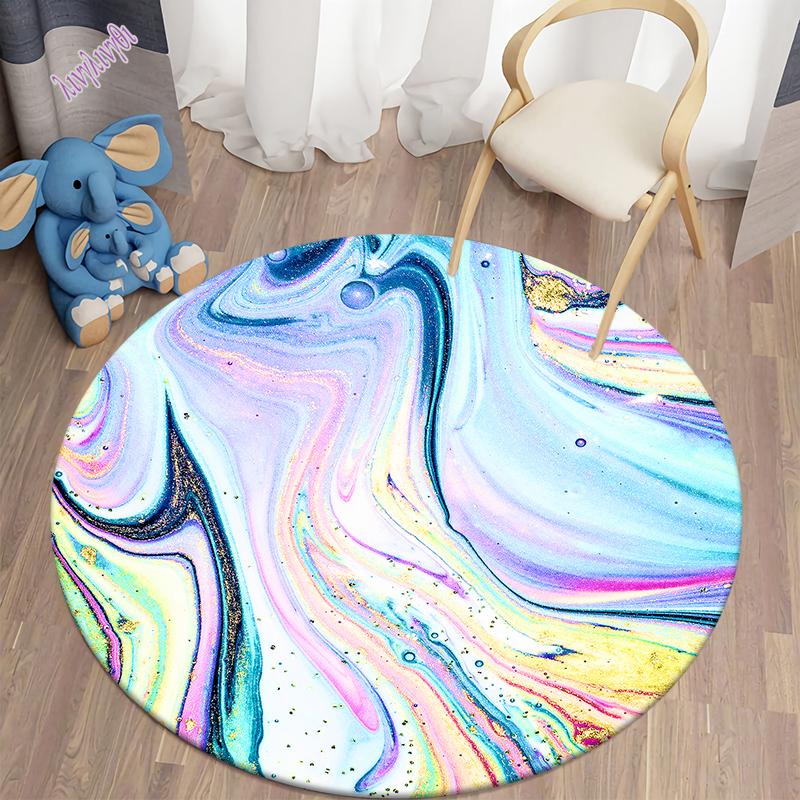 Circular Carpet In Galaxy Space Living Room Bedroom Bathroom Soft Flange Floor Decoration Non Slip