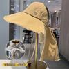 Fisherman's empty top hat with shawl, women's spring summer big eaves sun protection visor, foldable outdoor outing quick-drying basin hat