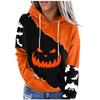 Dámská ležérní móda Halloweenský potisk mikiny s dlouhým rukávem mikiny s kapucí