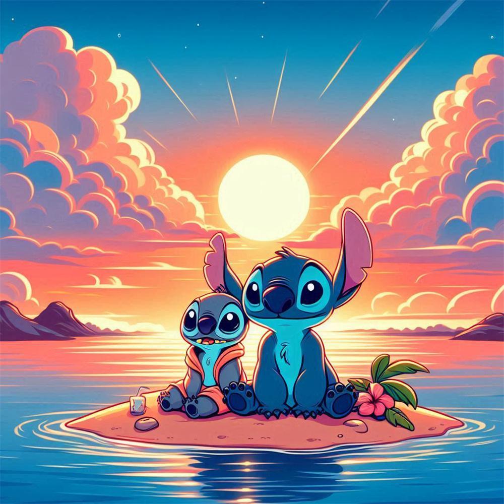 

Полные наборы 5D алмазной живописи Стич Мультяшная мозаика Морской пейзаж Распродажа Закат Красочный Украшение детской комнаты Round 20x20cm