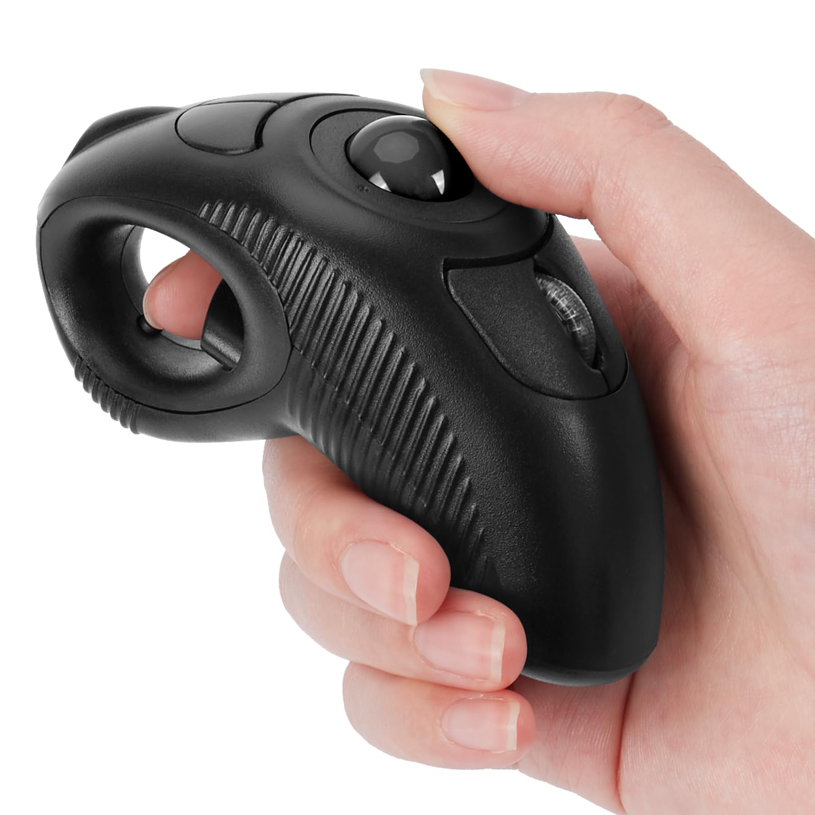 

Y-10W Wireless USB Handheld Finger Trackball Mouse with Laser Pointer for Left/Right Hand (No Battery) As Shown A