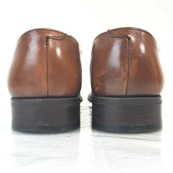 80s-90s Made in England Barker Slip-on Vamp Moccasin Dress Shoes Men’s 7.5B 26.0 Brown Vintage(USED)