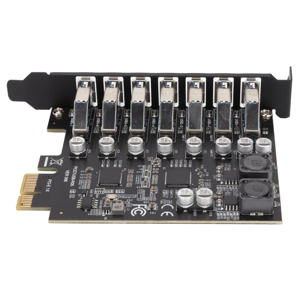 7 Port PCIE Expansion Card 7 Ports USB 3.2 GEN1 5Gbps High Speed Transmission Stable Power USB 3.2 GEN1 Front Expansion