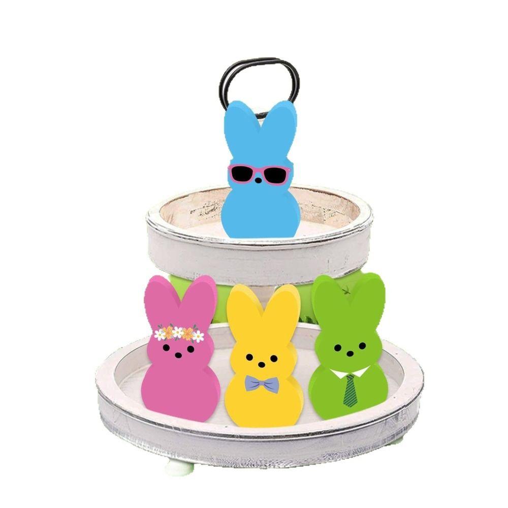 Cartoon Colorful Rabbit Decoration Handmade Home Table Decor Easter Bunny Wood Signs  Friends