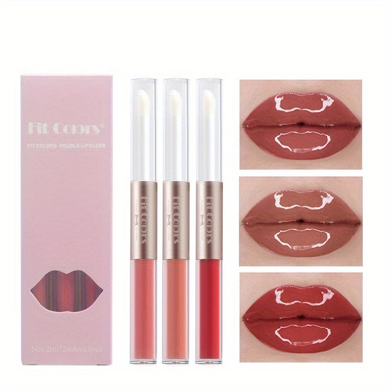 Doppelendige Samt-Lippenglasur ist bequem zu tragen. Feuchtigkeitsspendende, matte, matte, antihaftbeschichtete Tasse. Dreizweck-Lippenfärbe-Lipgloss-Lipgloss-Set