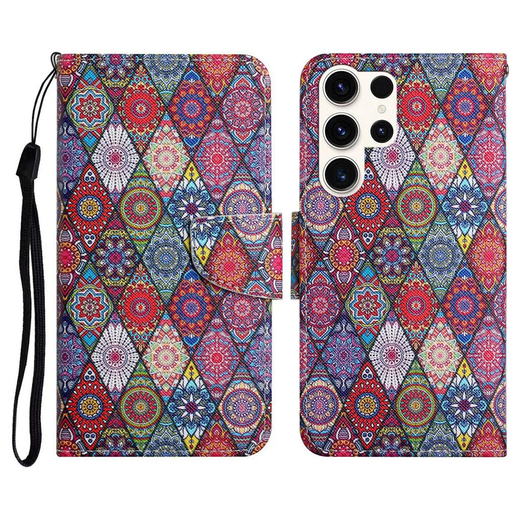 For Samsung Galaxy S25 Ultra Case Pattern Printing Protective Leather Folio Phone Cover