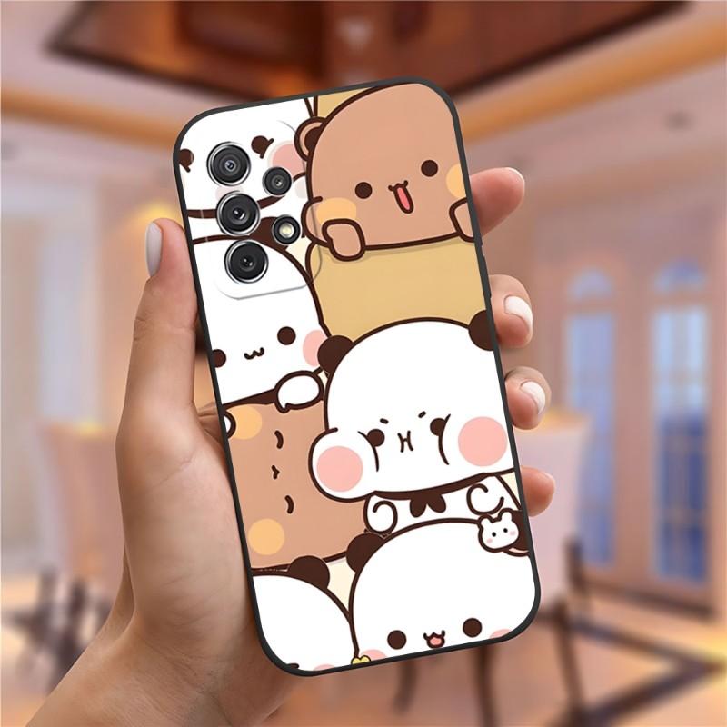 Fun Cartoon Peach Mochi Cat Phone Case for Samsung Galaxy A13 A52 A53 A73 A32 A51 A23 A22 A12 02s A20e A40 A50 A21 A72 A70 Cover