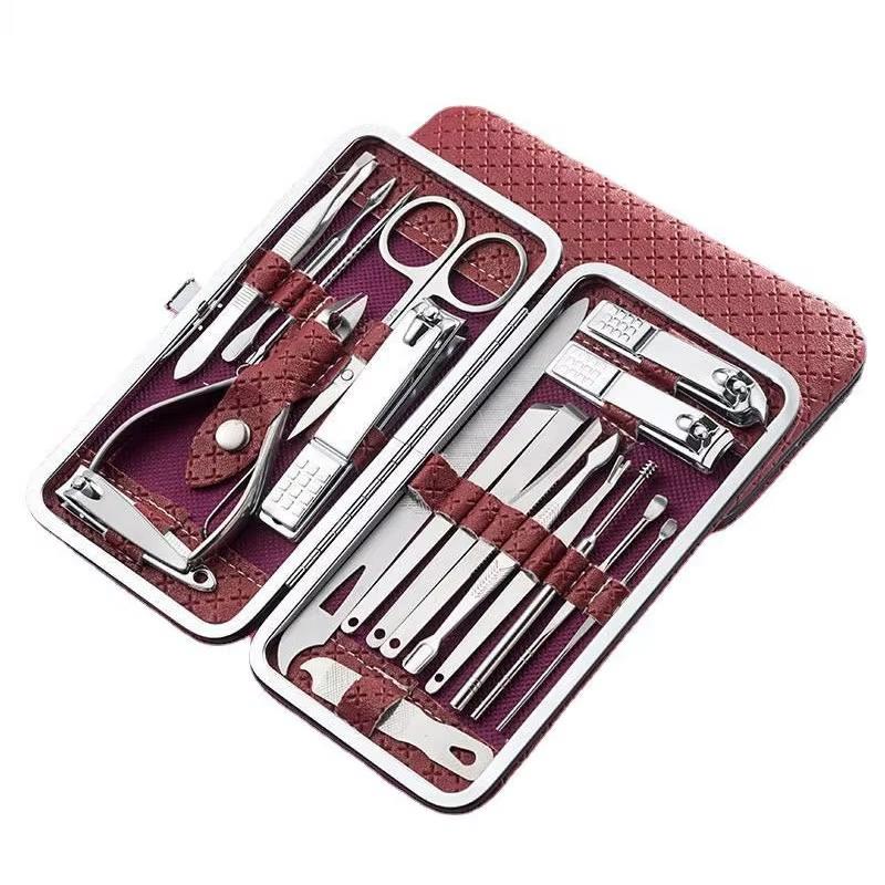 19PCS Manicure Set Pedicure Nail Scissors Tool Nail Clipper Set Stainless Steel Manicure Cutter Trimmer Ear Spoon Nail Clipper