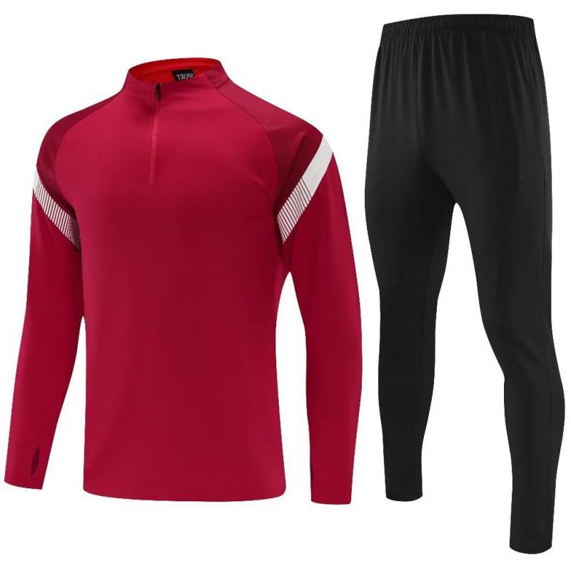 Mens Half-Zip Long Sleeve Soccer Training Jacket Set Winter Sportswear Basketball Football Practice