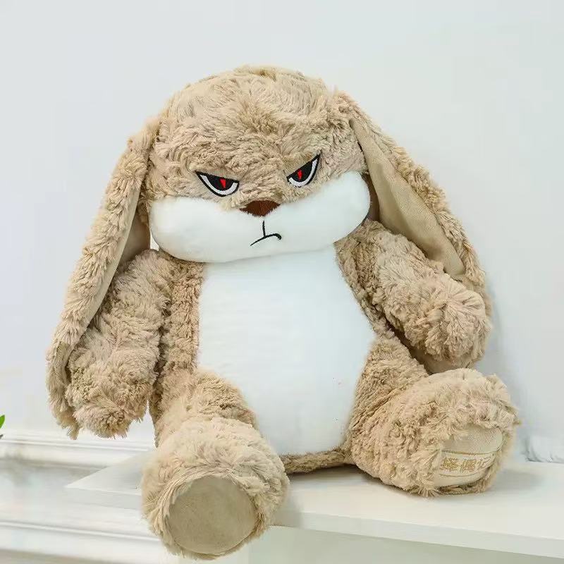 35cm Cute Angry Rabbit Plush Toy Soft Long Eared Stuffed Animal Doll Kids Birthday Gift Room Decor