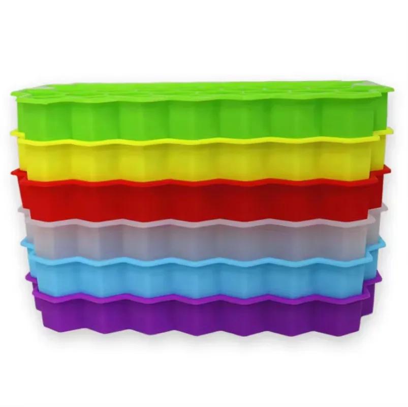 1PC Ice Cube Tray Silicone Flexible 37 Cubes Ice Trays Freezer with Lid for Chilled Drinks Whiskey Cocktails Kitchen Accessories