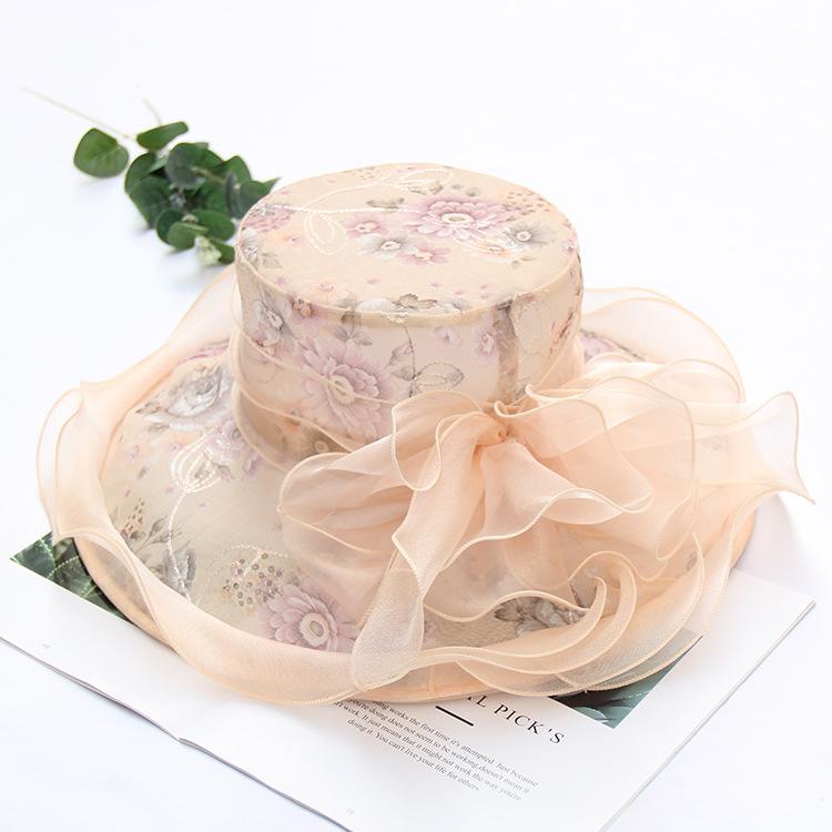 

Церковная шляпа Дерби с цветочным узором, сетчатая дышащая шляпа от солнца из органзы, складная шляпа-ведро с широкими полями, пляжная шляпа для путешествий, свадебная шляпа для женщин Adjustable