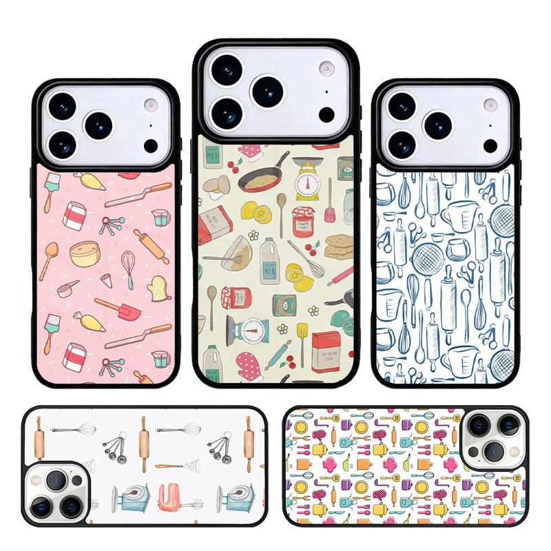 Baking Cooking Utensils Chef soft Phone Case Cover for IPhone 11 12 13 14 15 16e 17 Pro Max Coque for IPhone 17 Air