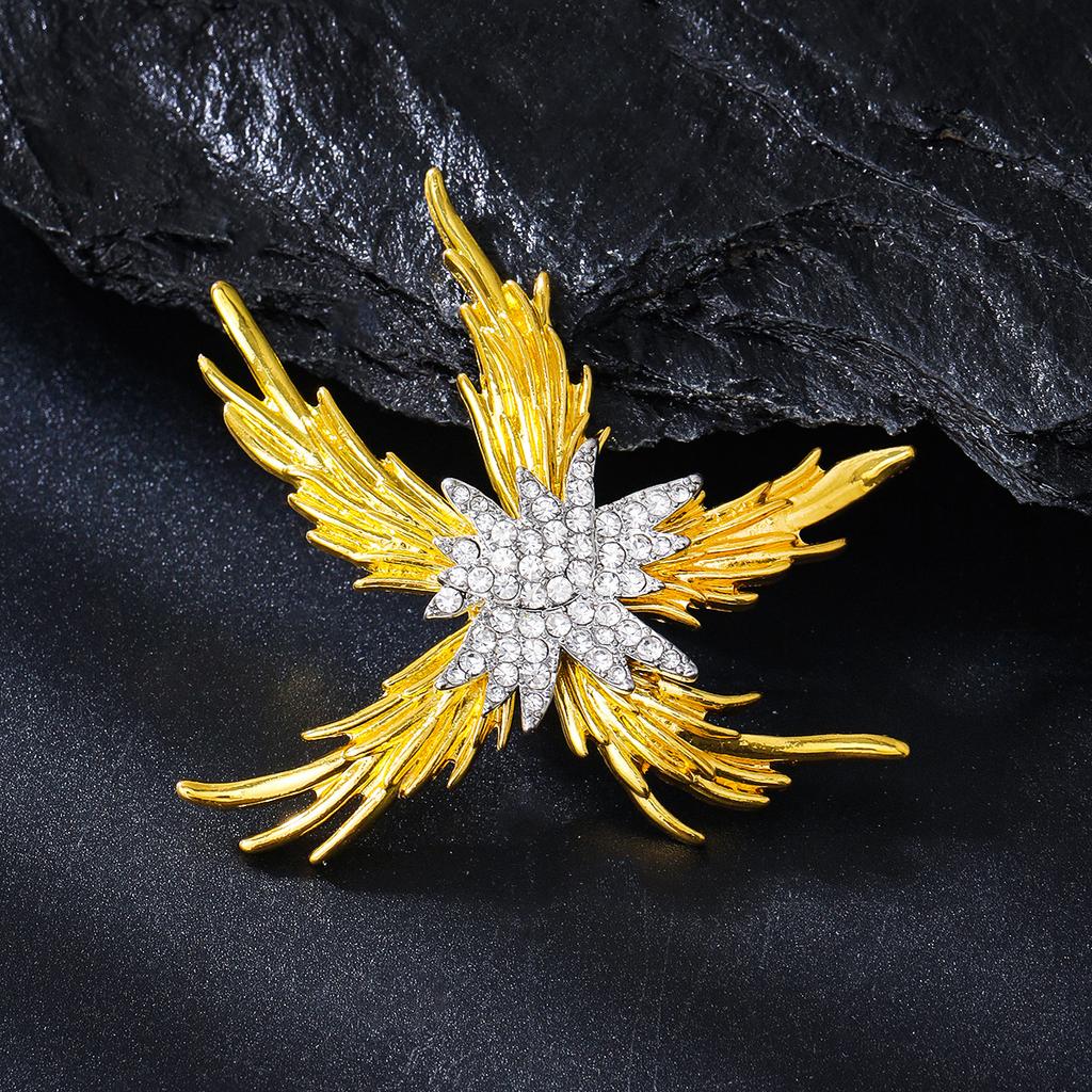 New Personalized Creative Flame Starfish Brooch Exquisite High-end Alloy Rhinestone Men's Suit Corsage Accessories Collar Pin