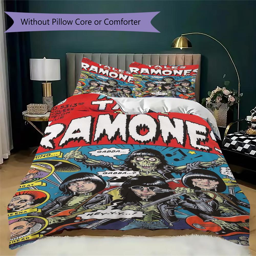 Ramones: Strange Talk Pattern Bedding,Quilt Set Quilt Cover Pillowcase Home Birthday Gift (1*duvet cover+2*pillowcase,without core)ZSJT0917075