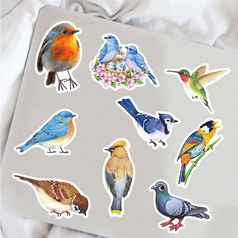 50PCS Bird Stickers Nostalgia Cartoon Laptop Luggage For Phone Phone Home Decoration Skateboard Landscape Wall Painting