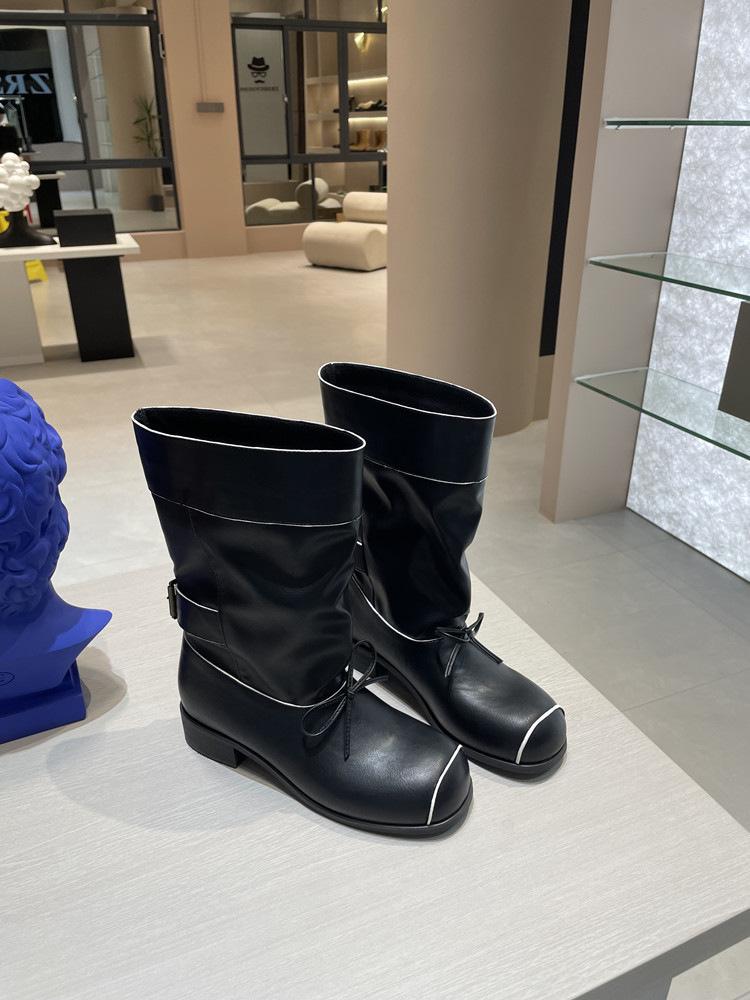 Korean niche ballet short boots children 2025 new retro bow square head medium tube boots sleeve fashion boots