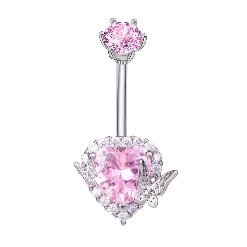 Fashion Butterfly Heart Belly Button Ring Shiny Zircon Navel Piercing Ring For Women Sexy Body Jewelry Accessories Gifts