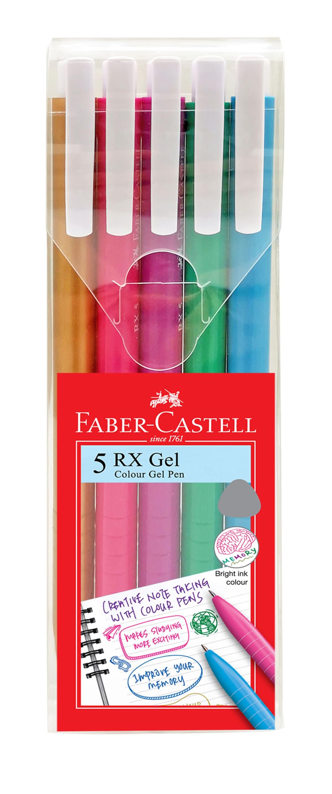 

Шариковая ручка с гелевыми чернилами RX Gel 27111901 Faber-Castell 0,7 мм, набор из 5 цветов,
