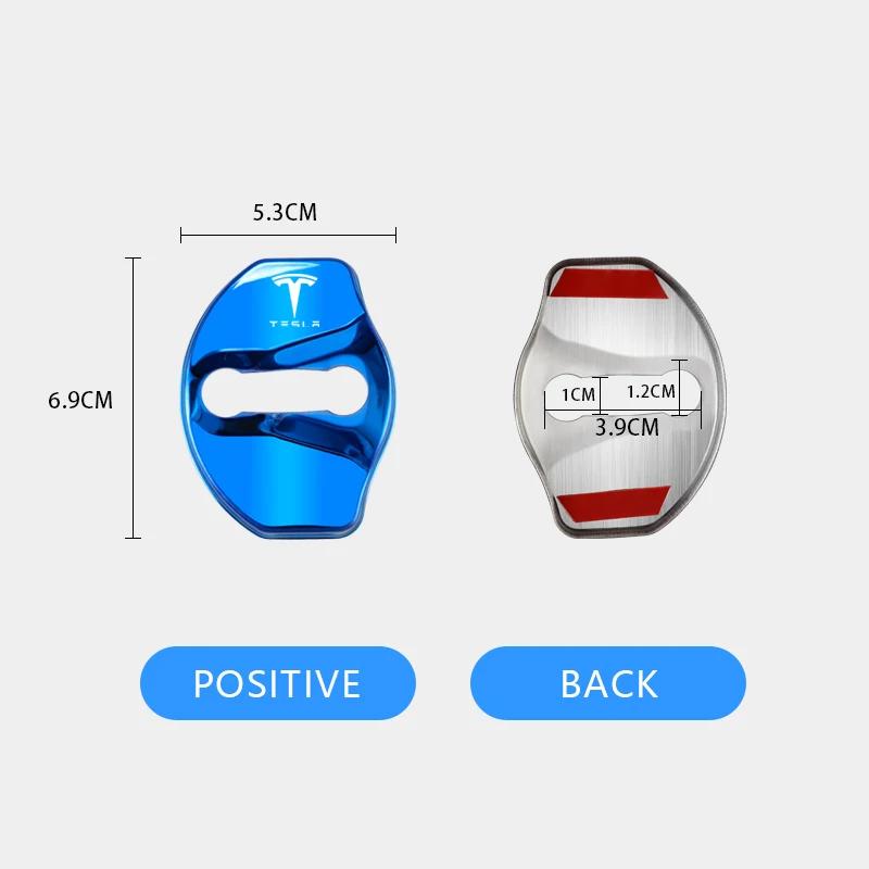 ANB1 4Pcs Tesla Emblem Car Door Lock Cover Case Protection Accessories For Tesla Model 3 Y S Cybertruck Juguete Roadster Coil Bonina