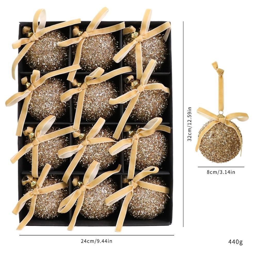 16Pcs Butterfly Bow Christmas Balls Round Christmas Hanging Pendant Christmas Tree Ornaments  Gifts