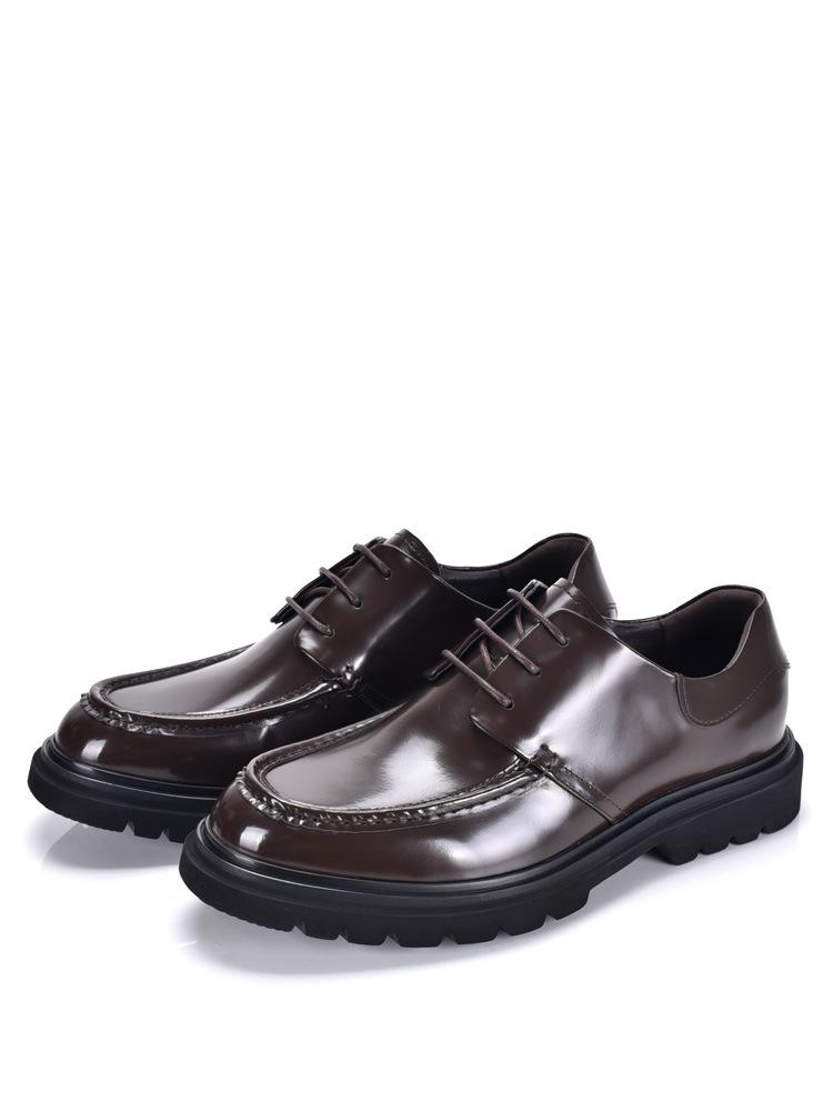 

Высококачественные кожаные туфли мужские из натуральной кожи деловые туфли для свадьбы жениха глянцевые высокие мужские туфли ручной работы на толстой подошве дерби 44 темно-коричневого