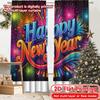 2D Flat Printing  2pcs NewYearBliss Chic Chic Curtain Fabric Curtains Art Deco Festive Use for Bedroom & Living Room