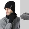 Thick Men's Knitted Hat Scarf Gloves Three-Piece Set Winter Outdoor Ear Protection Warm Cover Sleeve Cap