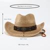 Ethnic Style Straw Woven Western Cowboy Hat, Summer Travel Photo Big Edge Straw Hat, Outdoor Beach Sunshade Sun Protection Hat