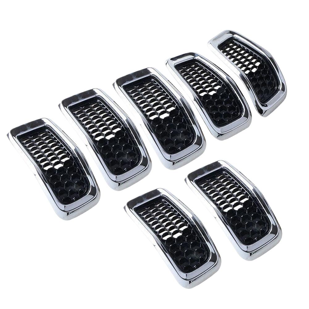 

7Pcs Front Bumper Grill Inserts Front Mesh Grille Cover Trim Decor Breathable Bumper for Jeep Cherokee 2014-2018 Accessories 7pcs