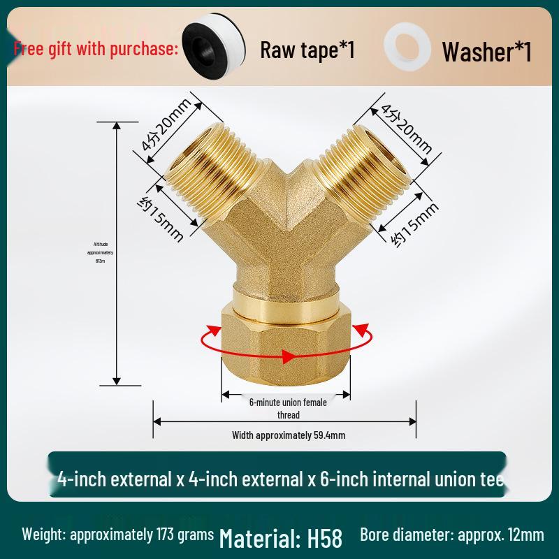 Conector Rápido de Cobre Puro de Gran Caudal Macho/Hembra Tipo Y con Tuerca Móvil Codo Distribuidor de Agua