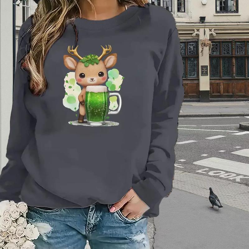 Топы для женщин с принтом оленя и чашки — фото 4