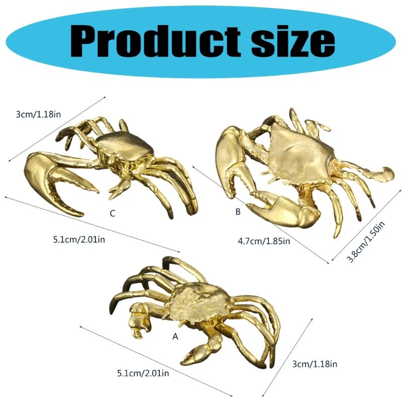 Brass Crabs Statues Figurines Retro Animal Statue Figurines Sculptures Tabletop Centerpieces Home Decors Collectibles