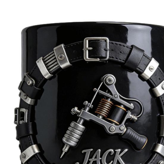 Personalized Tattoo Artist Mug 3D Tool Belt Coffee Cup with Tattoo Machines Details Industrial Steampunk Style Drinking Cup Gift for Artists