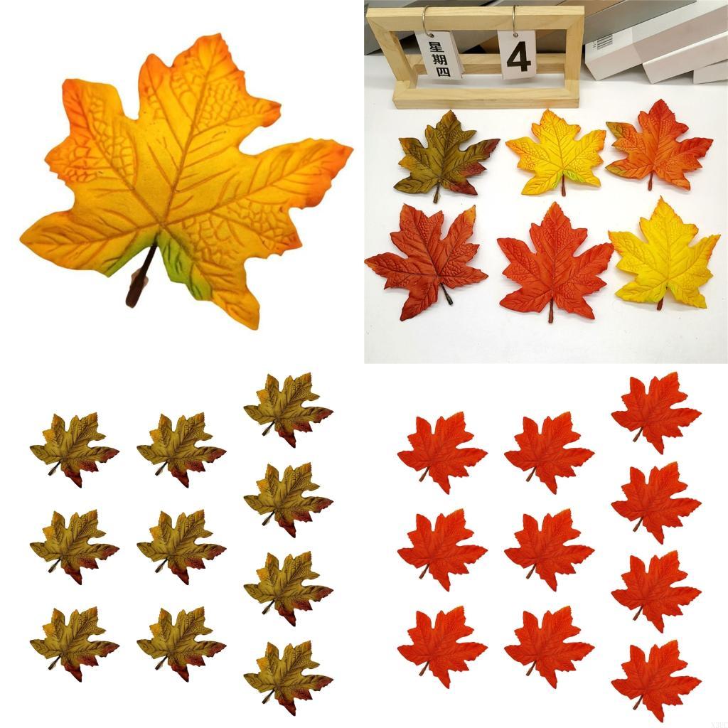 10PCS Bright Fabric Maple Cutouts Fall Party Decoration Supplies X3UC