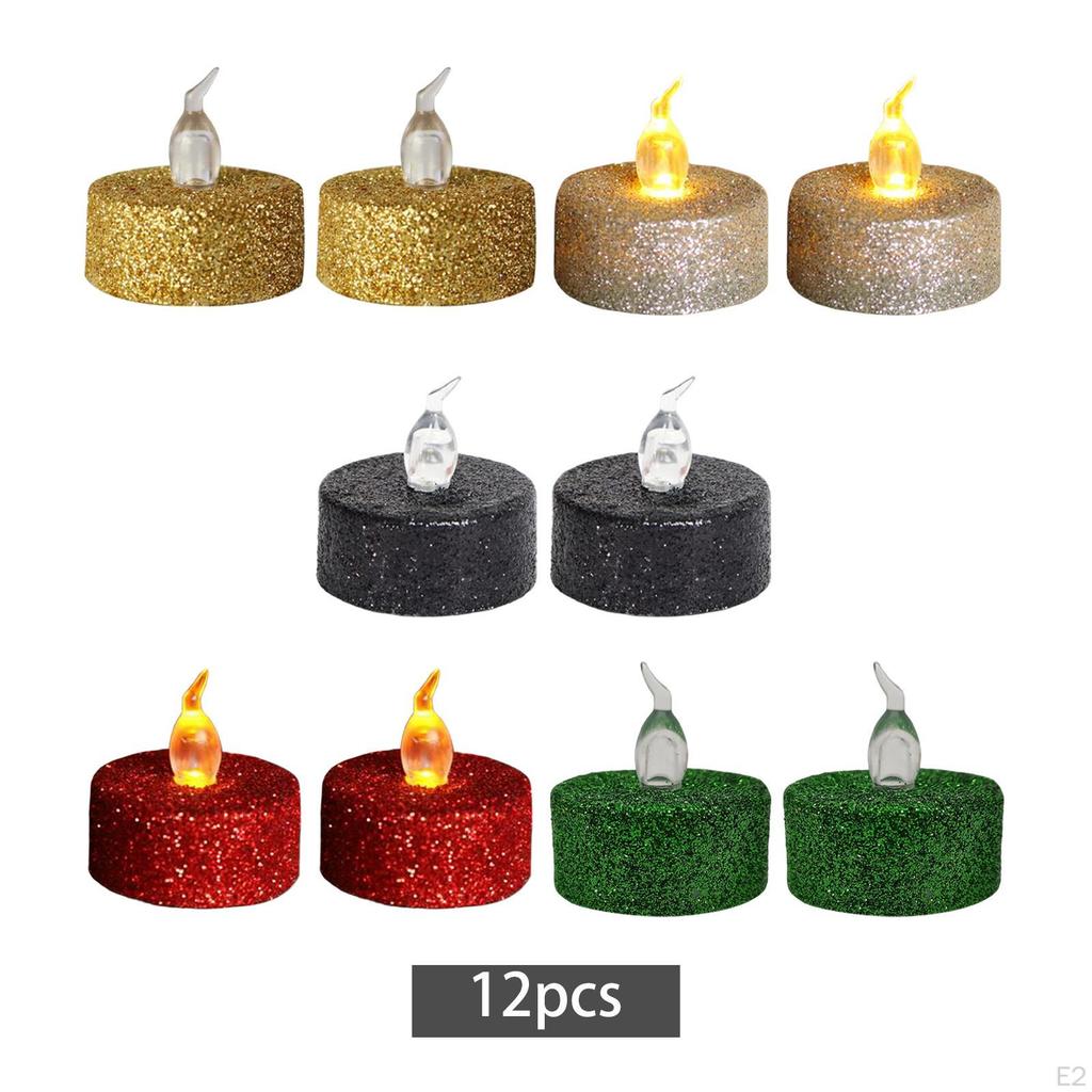 12Pcs Battery Tea Lights Flickering Flameless for Xmas Halloween Decoration