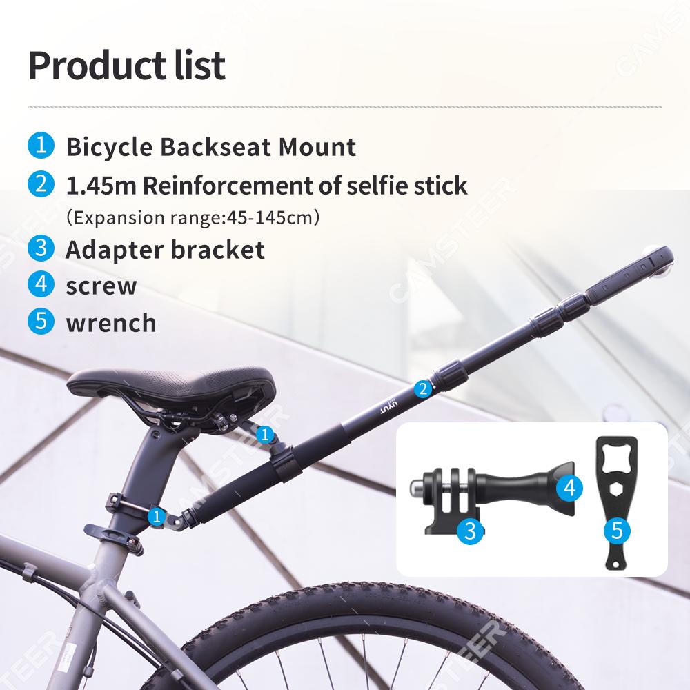Camsteer Bicycle Backseat Mount 3rd Person View GoPro 13 12 Camera Brackets for Insta360 X5 X4 AcePro DJI Osmo360 Action 6 5Pro