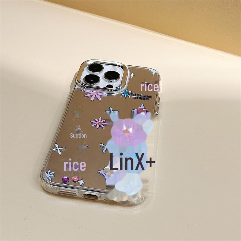 Zhitai Ins Style iPhone 15 Pro Case: Mirrored, Bracelet, Diamond Jewelry-Compatible for 12/13 Pro/14/16 Apple Models