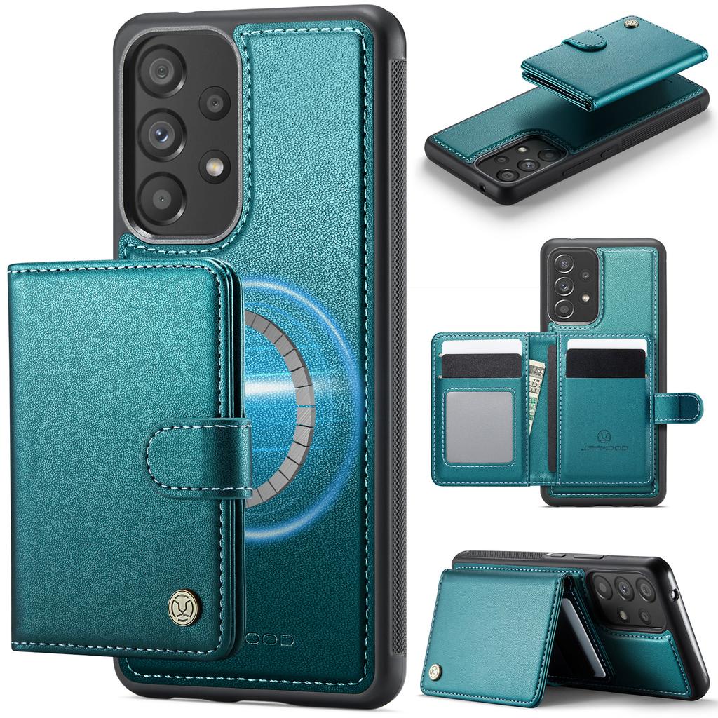 For Samsung Galaxy A53 5G Case JEEHOOD J09 RFID Blocking Card Holder Leather Back Phone Cover Magnetic Case